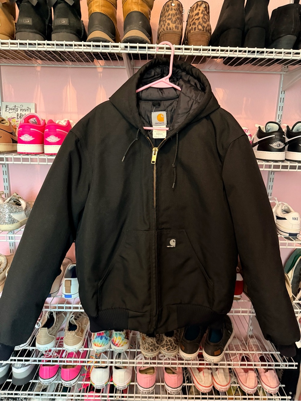 Vintage Carhartt '05 Extreme Arctic J133 BLK Quilted Lining Jacket Work Coat Med - Picture 2 of 10